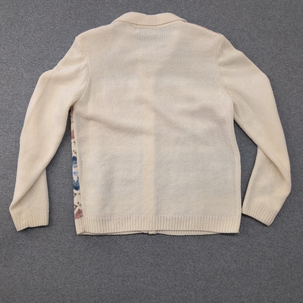 Alfred Dunner Womens Cardigan Sweater Cream Multi Pattern Zip Front‎ Size S - Picture 3 of 3
